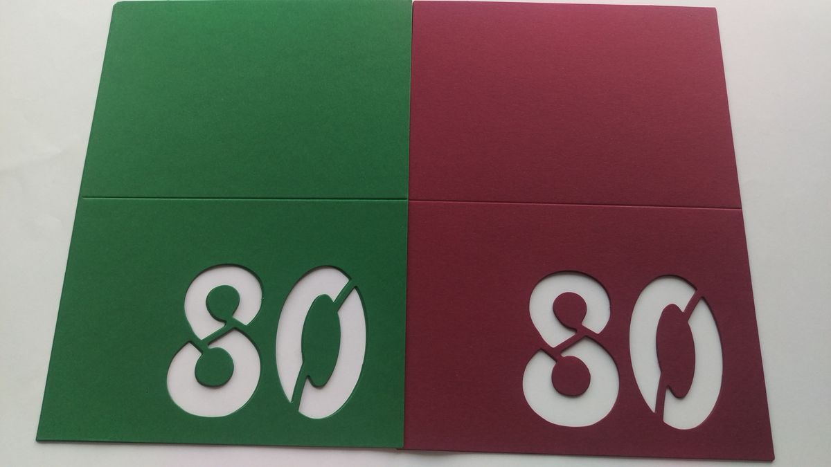 Passepartout kaarten met cijfer 80 groen (AFGEPRIJSD)