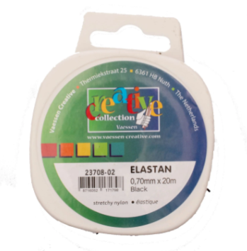 Vaessen Creative • Elastan Koord Elastisch Zwart 0,7mm 20m (23708-02)