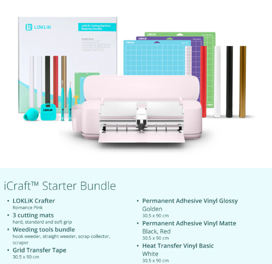 LOKLiK iCraft™ - Pastel Roze - Met gratis 20 vel vinyl en 5 vel Applicatie Tape (240477)