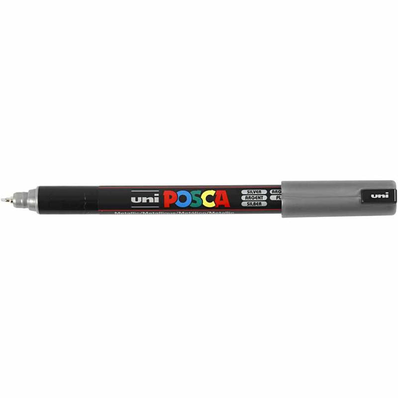 Uni Posca Verfmarker - lijndikte: 0,7 mm - PC-1MR - Zilver - 26