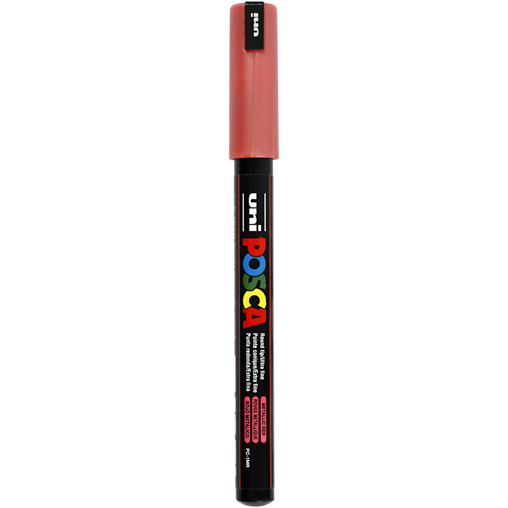 Uni Posca Verfmarker - lijndikte: 0,7 mm - PC-1MR - Metallic Rood - M15