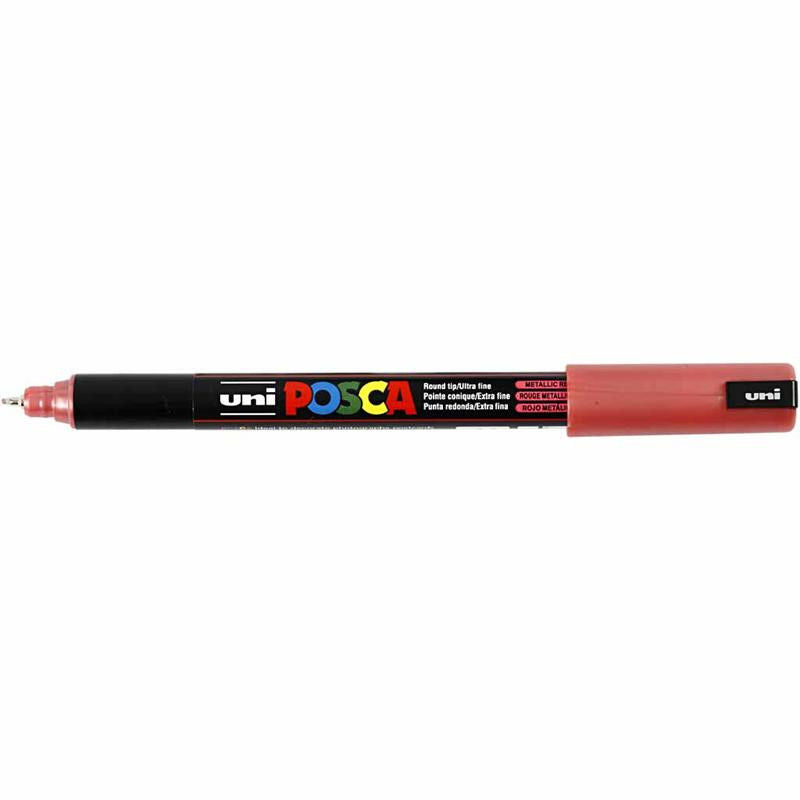Uni Posca Verfmarker - lijndikte: 0,7 mm - PC-1MR - Metallic Rood - M15