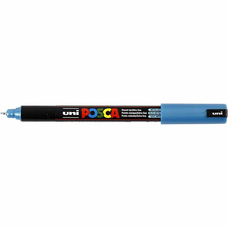 Uni Posca Verfmarker - lijndikte: 0,7 mm - PC-1MR - Metallic Blauw - M33