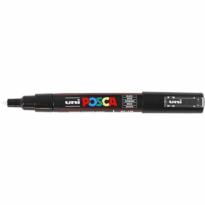 Uni Posca Verfmarker - lijndikte: 0,7 mm - PC-1MC - Zwart - 24