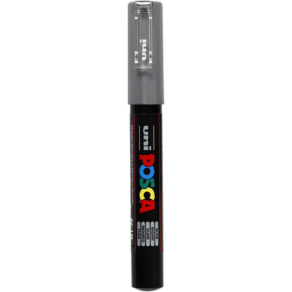 Uni Posca Verfmarker - lijndikte: 0,7 mm - PC-1MC - Zilver - 26