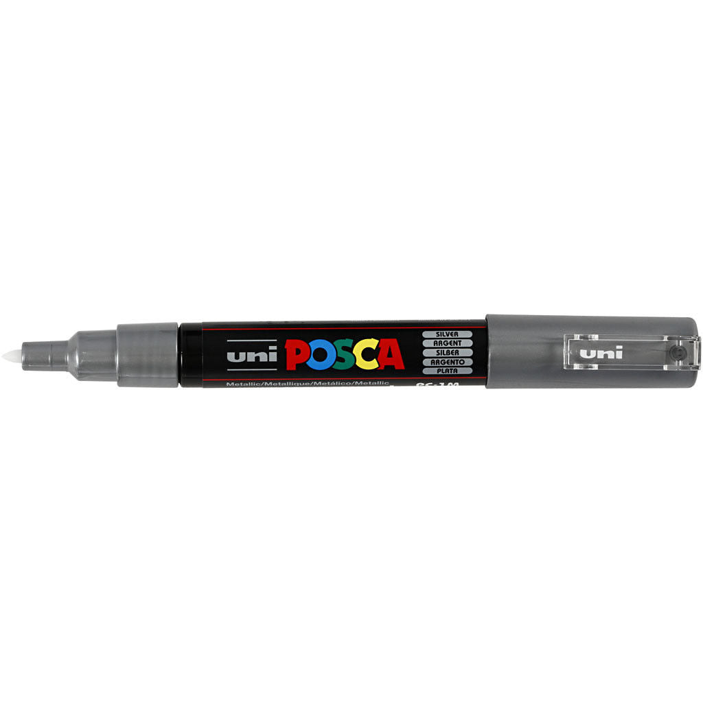 Uni Posca Verfmarker - lijndikte: 0,7 mm - PC-1MC - Zilver - 26