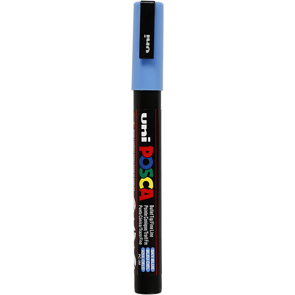 Uni Posca Verfmarker - lijndikte: 0,9-1,3 mm - PC-3M - Hemelsblauw - 48