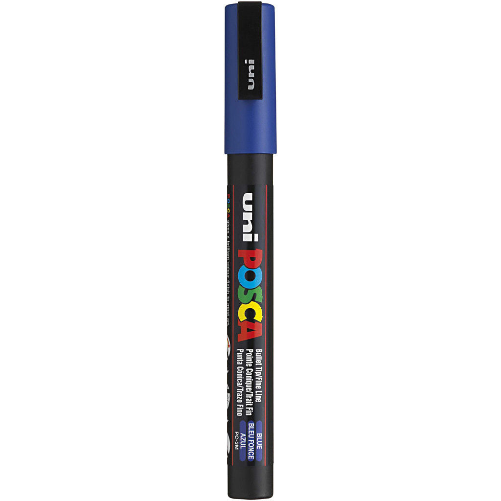Uni Posca Verfmarker - lijndikte: 0,9-1,3 mm - PC-3M - Donkerblauw - 33
