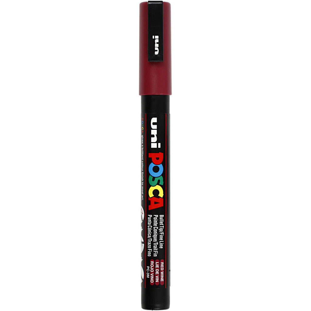 Uni Posca Verfmarker - lijndikte: 0,9-1,3 mm - PC-3M - Wijnrood - 60