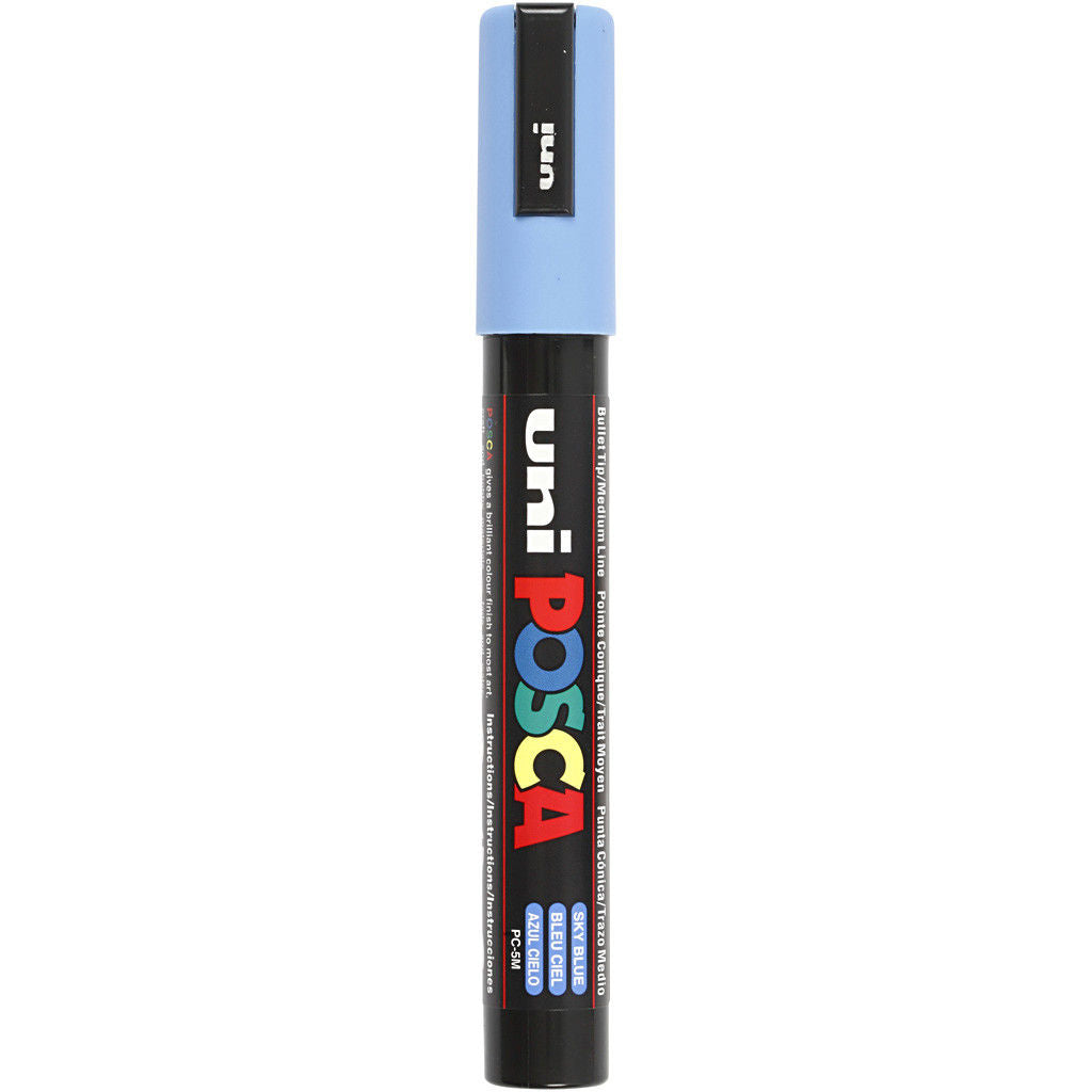 Uni Posca Verfmarker - lijndikte: 2,5 mm - PC-5M - Hemelsblauw - 48