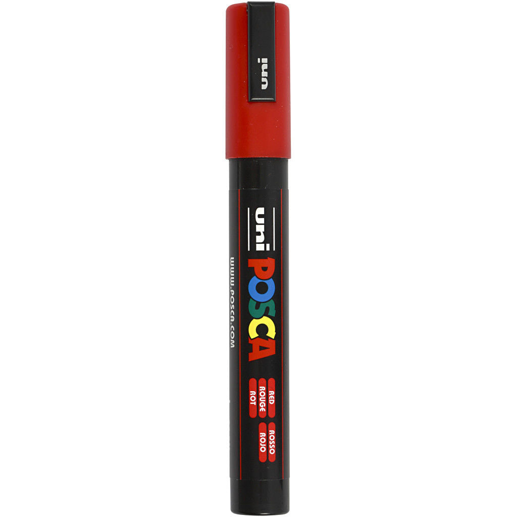 Uni Posca Verfmarker - lijndikte: 2,5 mm - PC-5M - Rood - 15