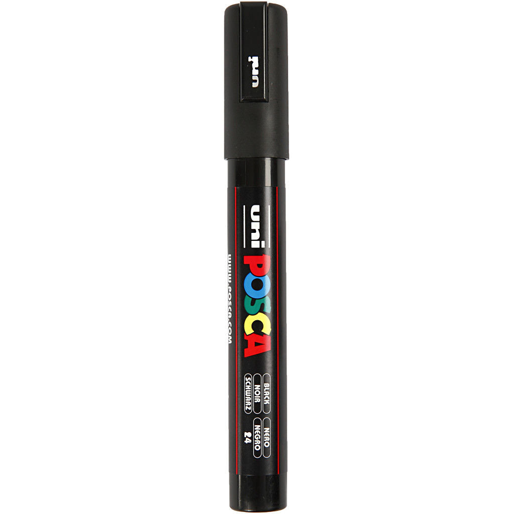 Uni Posca Verfmarker - lijndikte: 2,5 mm - PC-5M - Zwart - 24