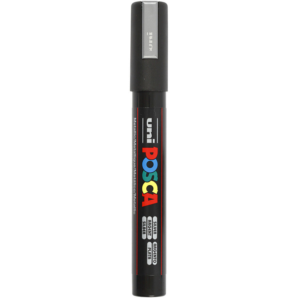Uni Posca Verfmarker - lijndikte: 2,5 mm - PC-5M - Zilver - 26