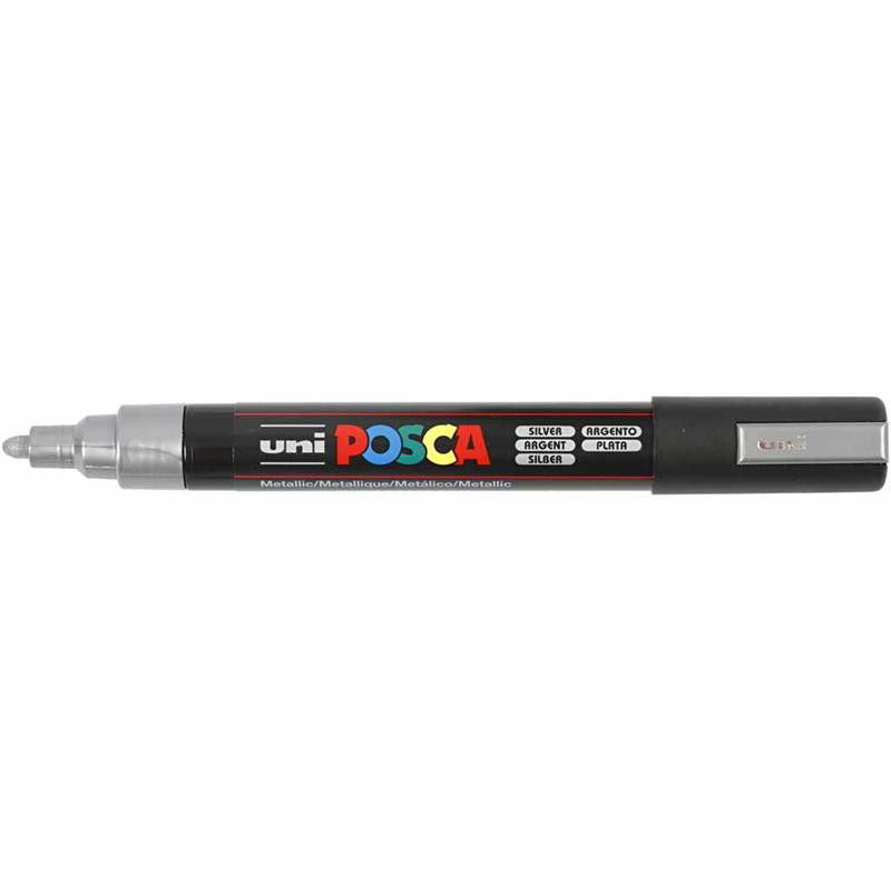 Uni Posca Verfmarker - lijndikte: 2,5 mm - PC-5M - Zilver - 26