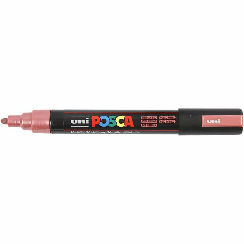 Uni Posca Verfmarker - lijndikte: 2,5 mm - PC-5M - Metallic Rood - M15