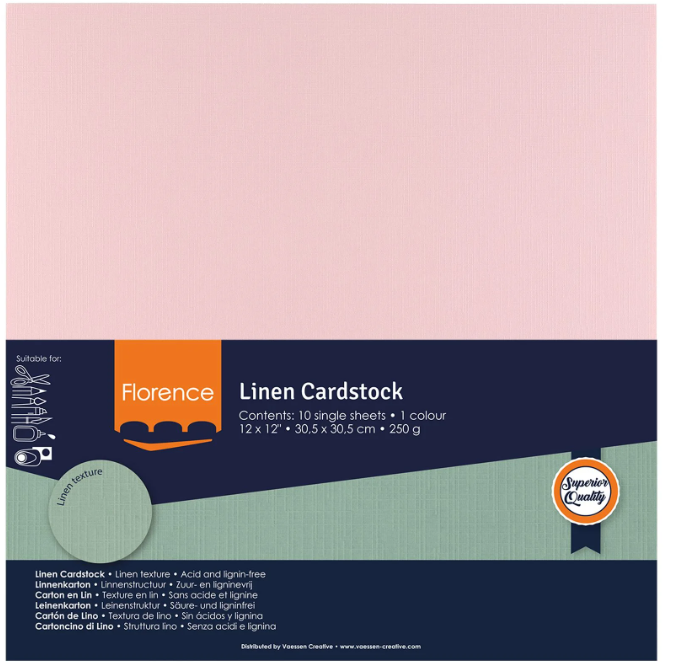 Florence • Linnenkarton 250g 30,5x30,5cm Rose 10x (2822-017)