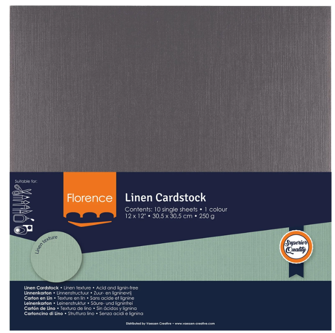 Florence • Linnenkarton 250g 30,5x30,5cm Anthracite 10x (2822-095)
