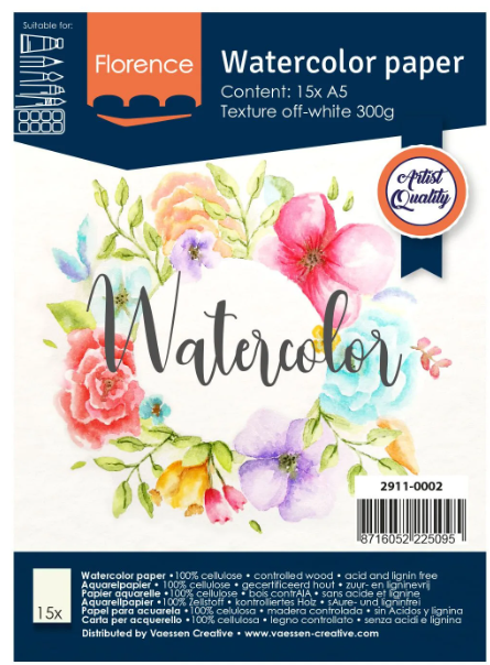 Florence • Aquarelpapier 300g Textuur A5 Off-White 15x  (2911-0002)