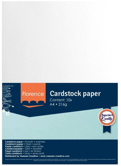 Florence • Cardstock Papier 216g Glad A4 Wit 10x (2927-097)