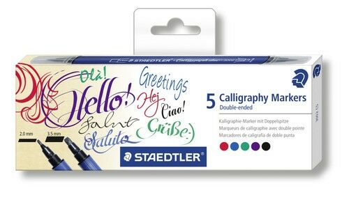 Calligraphy marker set 5 kleuren (3002 C5)