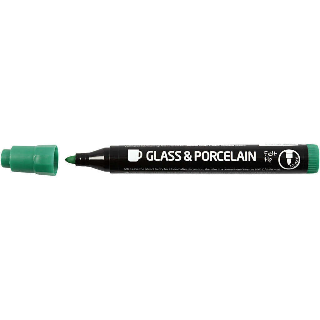 Glas- & Porseleinstiften, Lijndikte: 1-3 , Semi-dekkend, Standaardkleuren, 6 Stuk (31651)