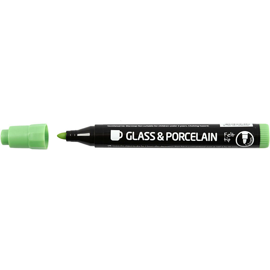 Glas- & Porseleinstiften, Lijndikte: 1-3 , Semi-dekkend, Extra Kleuren, 6 Stuk (31652)