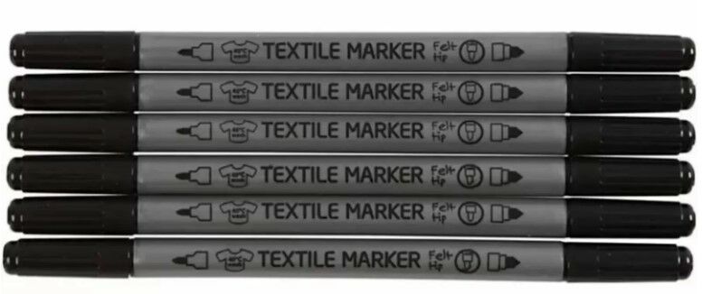 Textielstiften, lijndikte: 2,3+3,6 mm, zwart, 6stuks (34820)