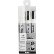 Chalk markers 3 stuks, lijndikte 3+6+15mm wit (37388)