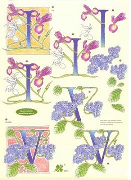 3D Knipvel - Klaver Vier - Iris en Viooltje