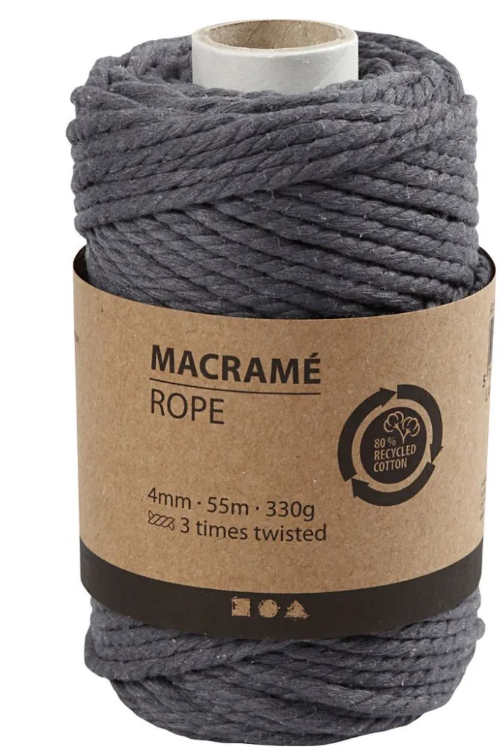 CC Macramékoord 4 mm 55 m Grijs (414754) *