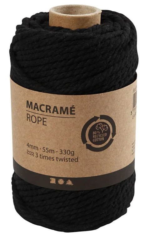 CC Macramékoord 4 mm 55 m Zwart (414755) *