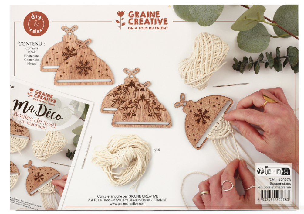GC Macramé Kerstballen Set - 4 stuks (420278) *