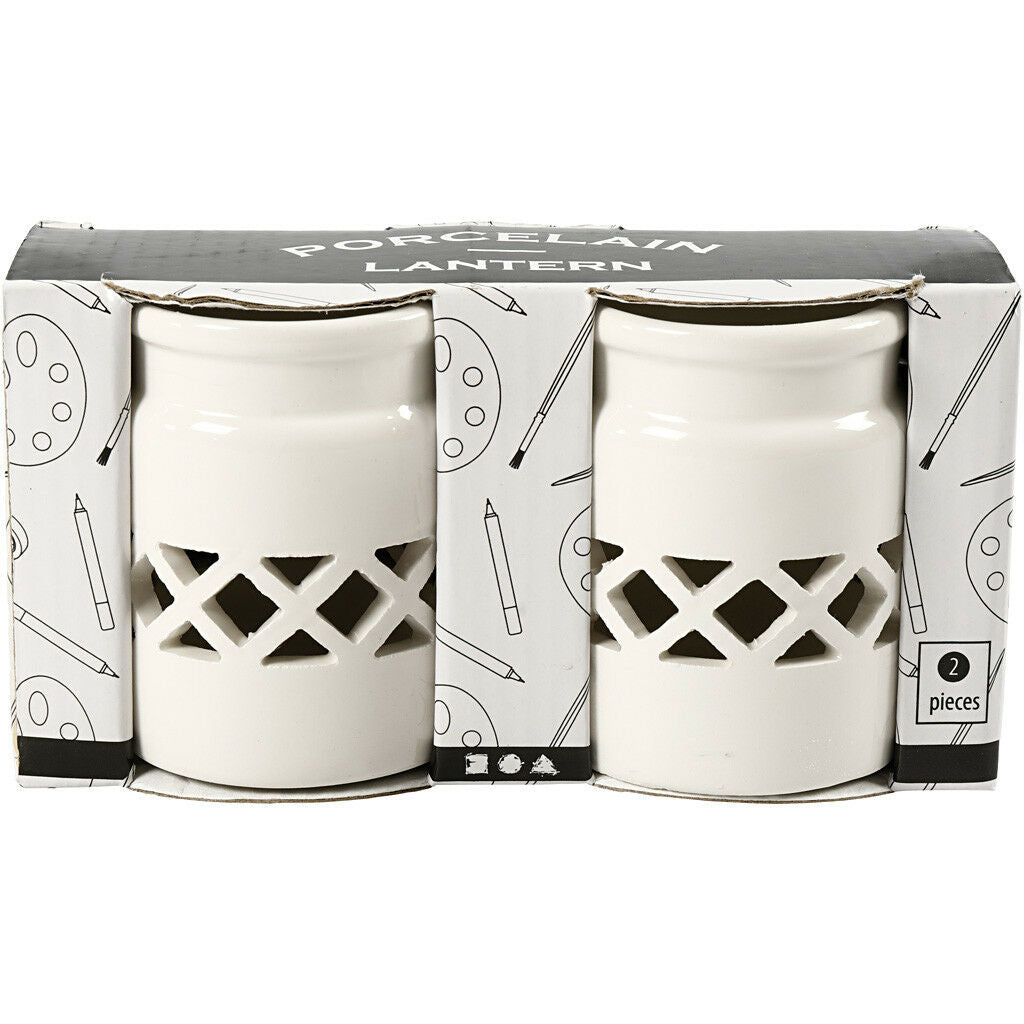 Lantaarn, 8 cm, 6,2 cm, 2. Sort, Wit, 2 Stuk, 1 Doos (555190)