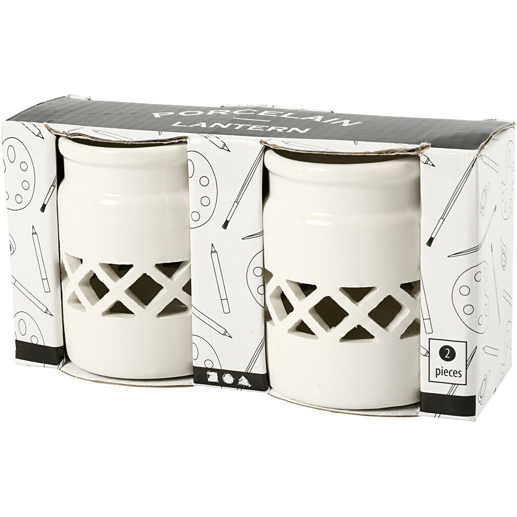 Lantaarn, 8 cm, 6,2 cm, 2. Sort, Wit, 2 Stuk, 1 Doos (555190)