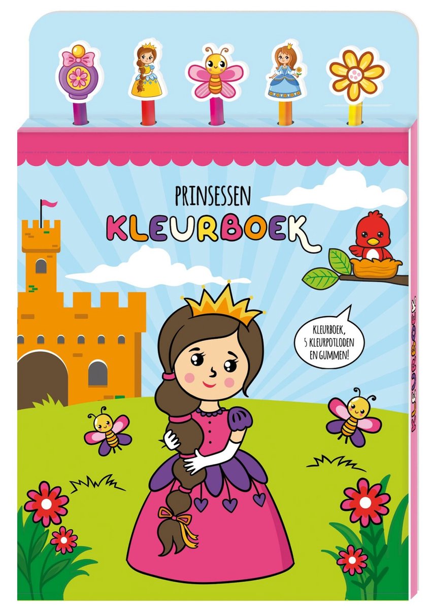 Kleurboek met 5 potloden en gummen - Prinsessen (9789464325607)