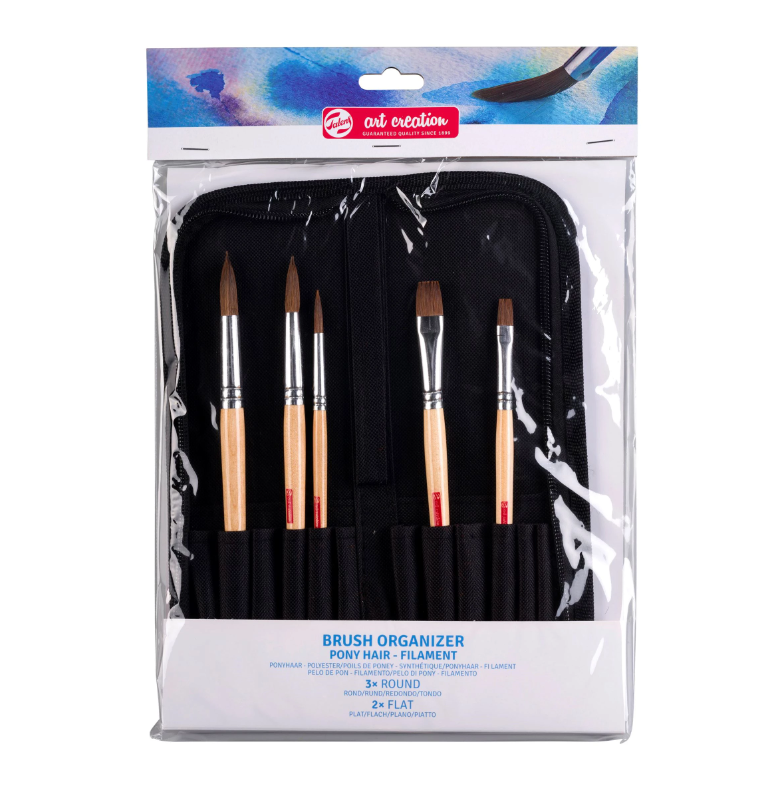 Aquarelpenselenset van 5 met Etui - Pony/Polyester (9099116M)