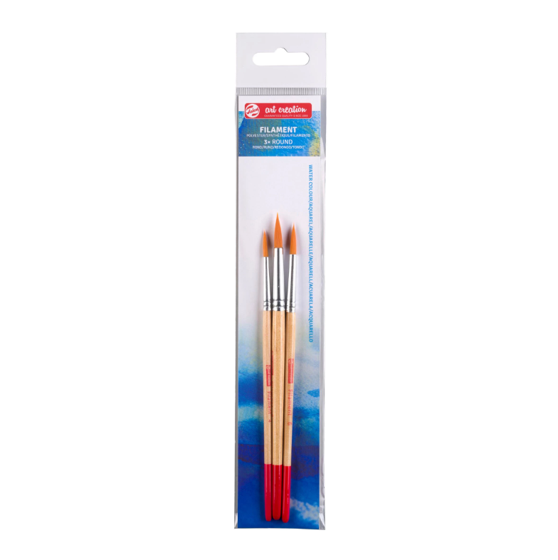 Aquarelpenselenset van 3 Rond - Polyester (9099123M)