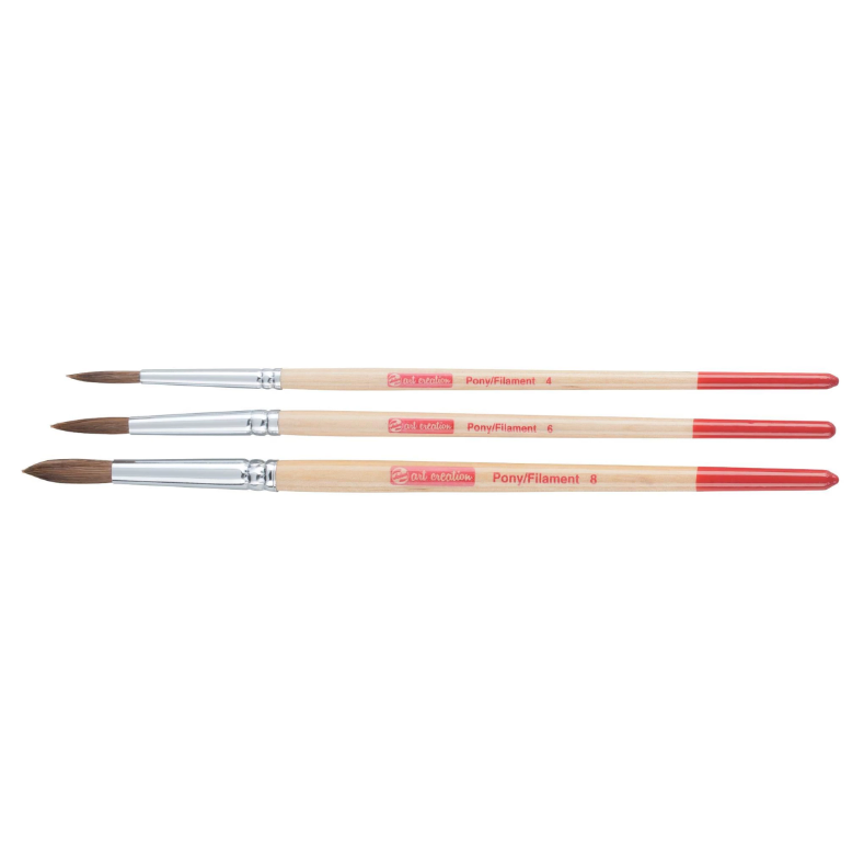 Aquarelpenselenset van 3 Rond - Pony/Polyester (9099143M)