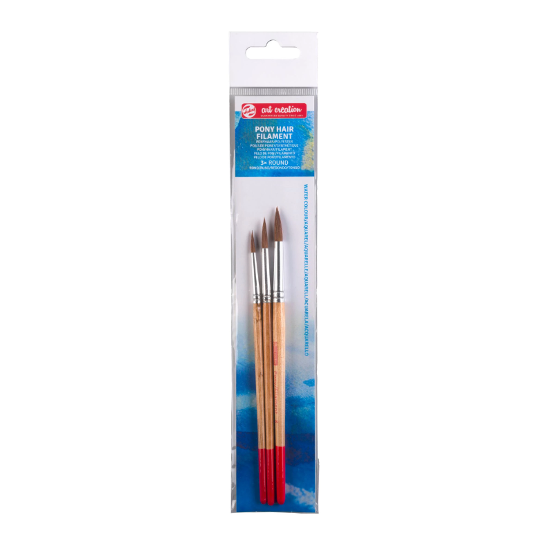 Aquarelpenselenset van 3 Rond - Pony/Polyester (9099143M)