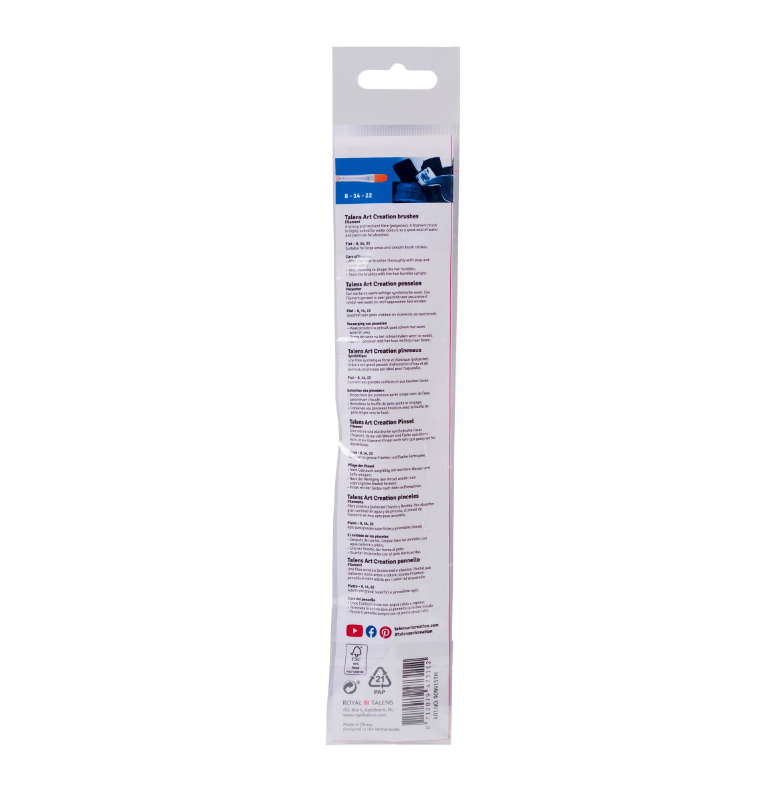 Aquarelpenselen set van 3 plat - polyester (9099153M)