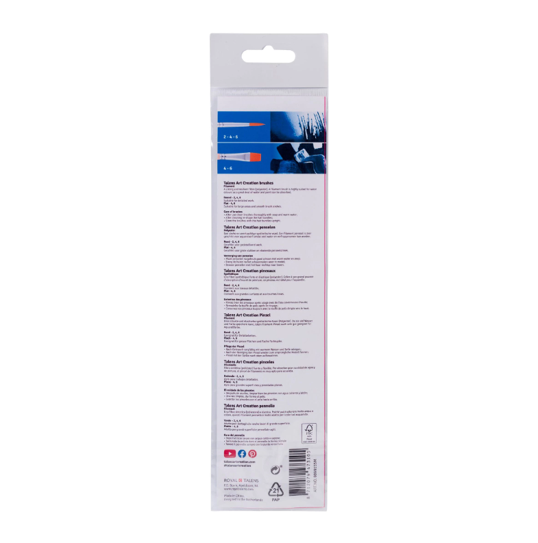 Aquarelpenselen set van 5 - polyester (9099155M)