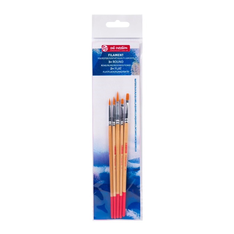 Aquarelpenselen set van 5 - polyester (9099155M)