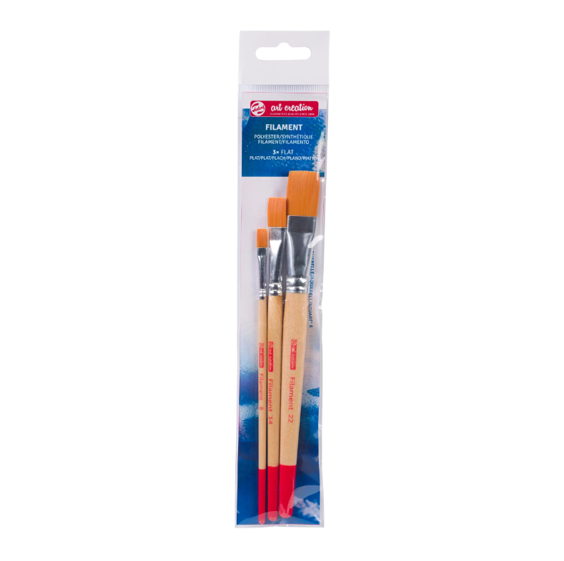 Aquarelpenselen set van 3 plat - polyester (9099153M)