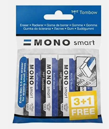 Tombow ET-ST-4P Mono Smart Precisiegum, 9 g, 4 stuks