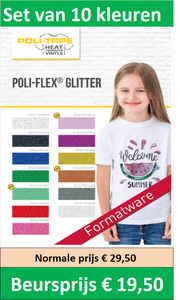 POLI-FLEX - GLITTER - Flexfolie - A4 - Set van 10 kleuren (glitterset)