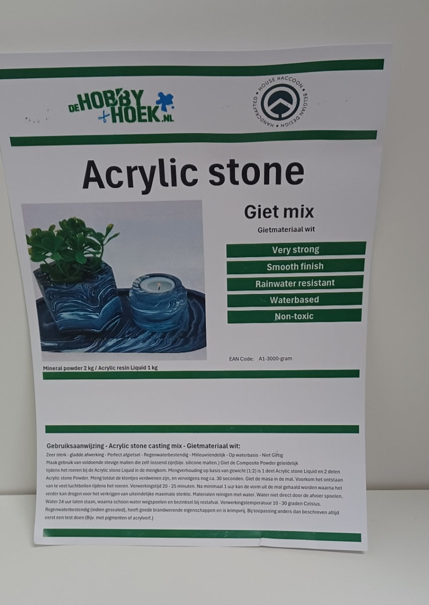 Acrylic stone casting mix - Gietmateriaal wit 3kg