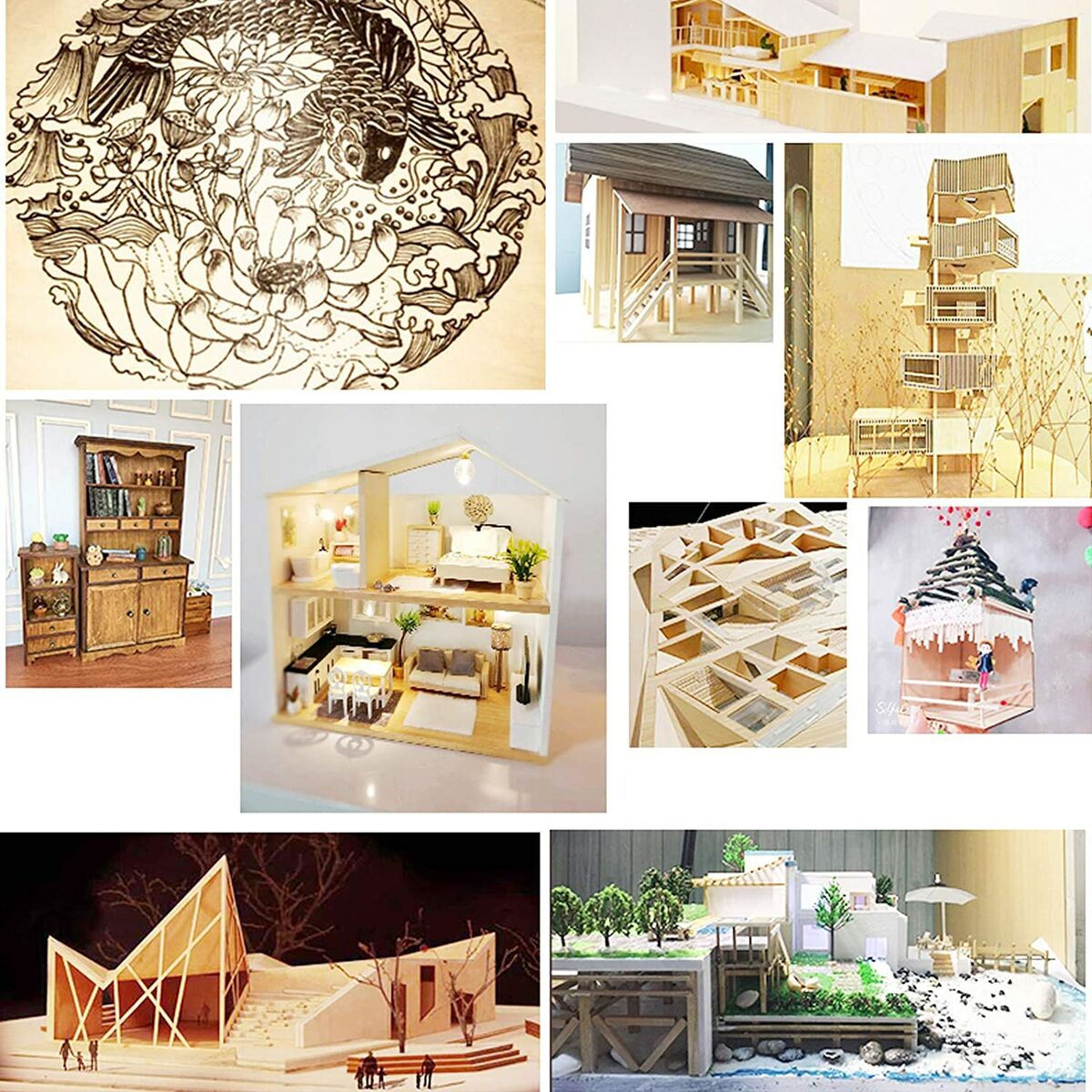 Basswood, 300 * 300 * 1.5mm dun basswood, onafgewerkt en ongeverfd