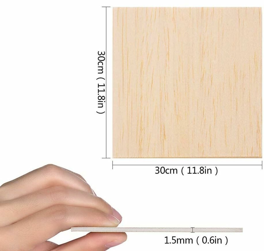 Basswood, 300 * 300 * 1.5mm dun basswood, onafgewerkt en ongeverfd