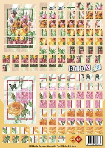 Knipvel - Card Deco - Bloxx 02 - Mandje bloemen - Bloem met vlinder