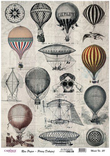 Cadence - Rijst Decoupage papier - Luchtballonnen - 30 x 42 cm (0211) *